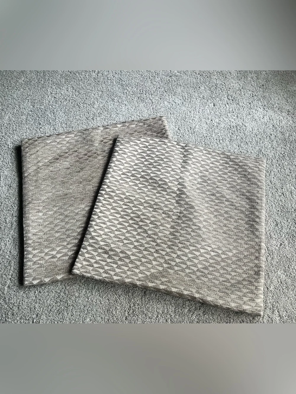 Lot Of 2 West Elm Throw Pillow Cover Geo Brocade 20x20 Taupe Tan